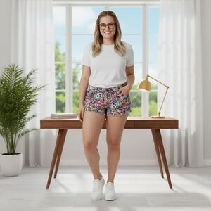 Lovesick Skull Floral Design Shorts Size 5